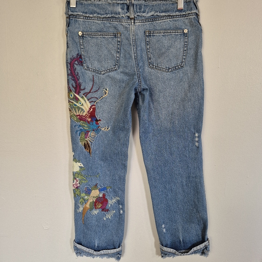 Marc Jacobs Crop Embroidered Denim Jeans Size 4 - Picture 3 of 9